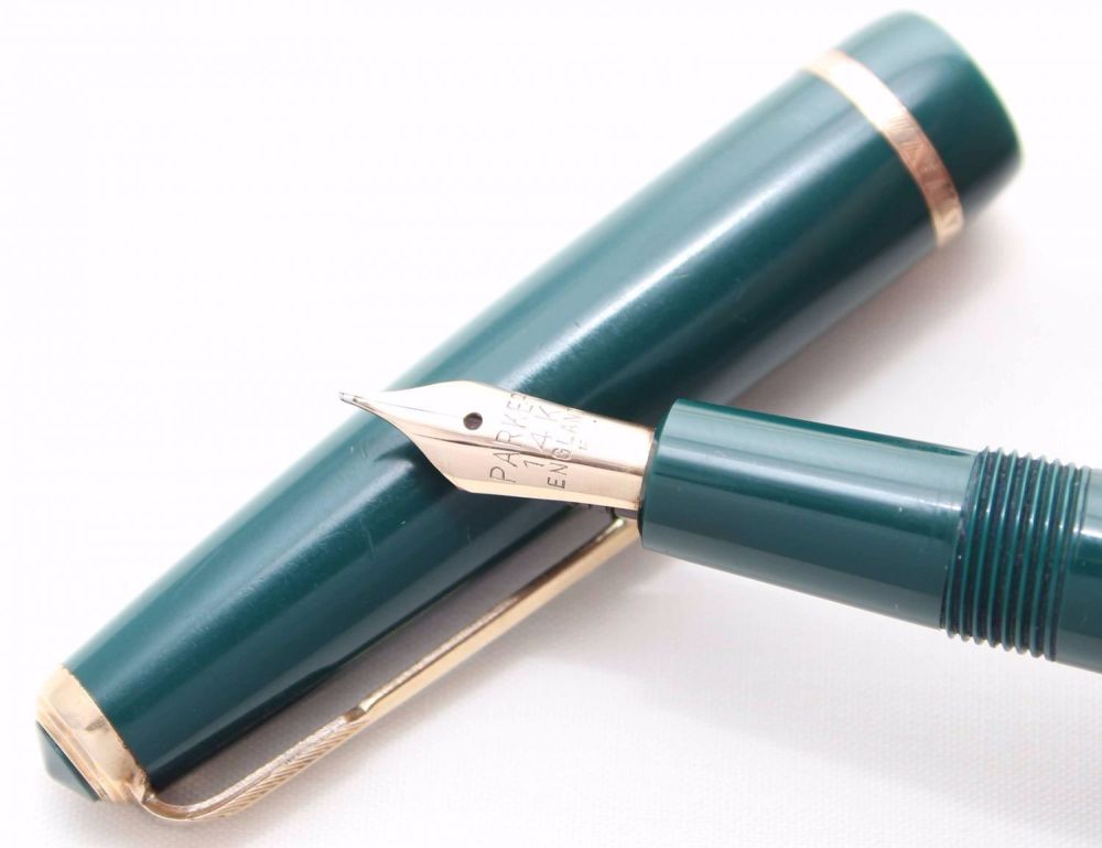 Parker Duofold Slimfold in Green, Smooth Fine Nib.