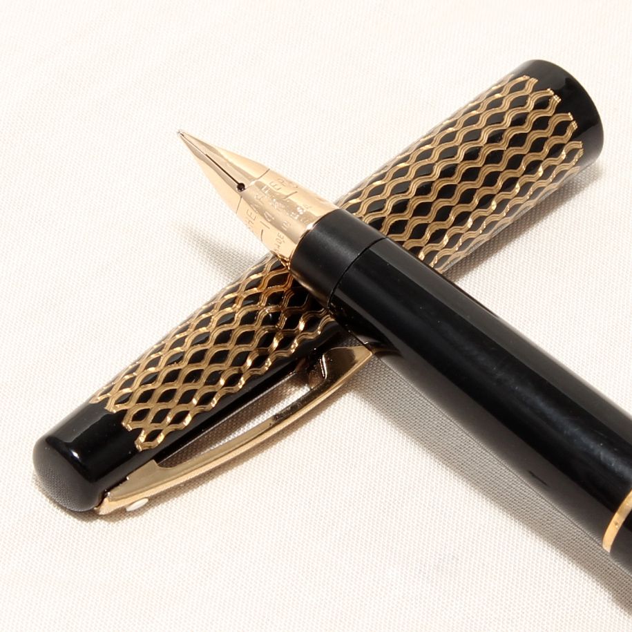 8440 Sheaffer Lady Skripsert Fountain Pen in Gold and Black Basketweave, mi