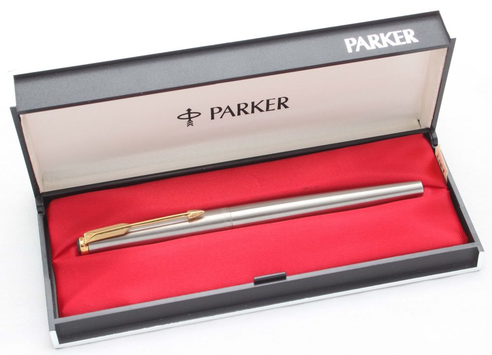 8567 Parker Falcon Fountain Pen, Finished in brushed Stainless Steel, Smoot