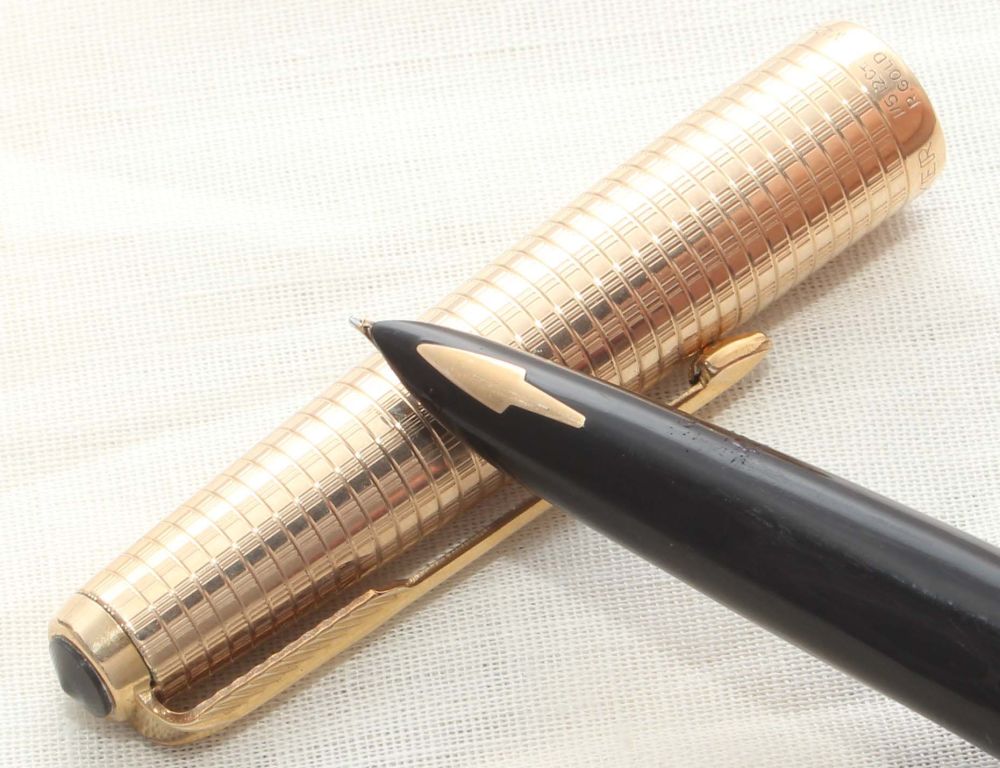 8648 Parker 61 Consort in Classic Black with a Rolled Gold Cap. Fine Nib.