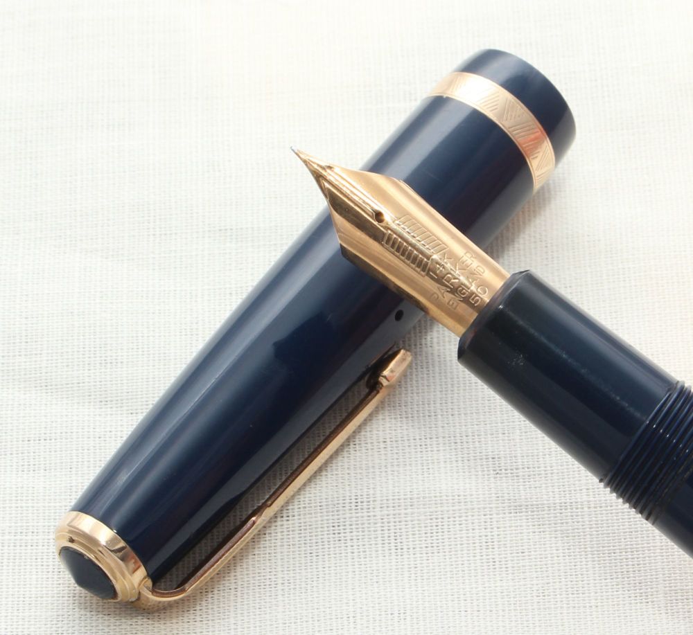8659 Parker Duofold Maxima in Blue, Large No.50 Extra Fine Nib.