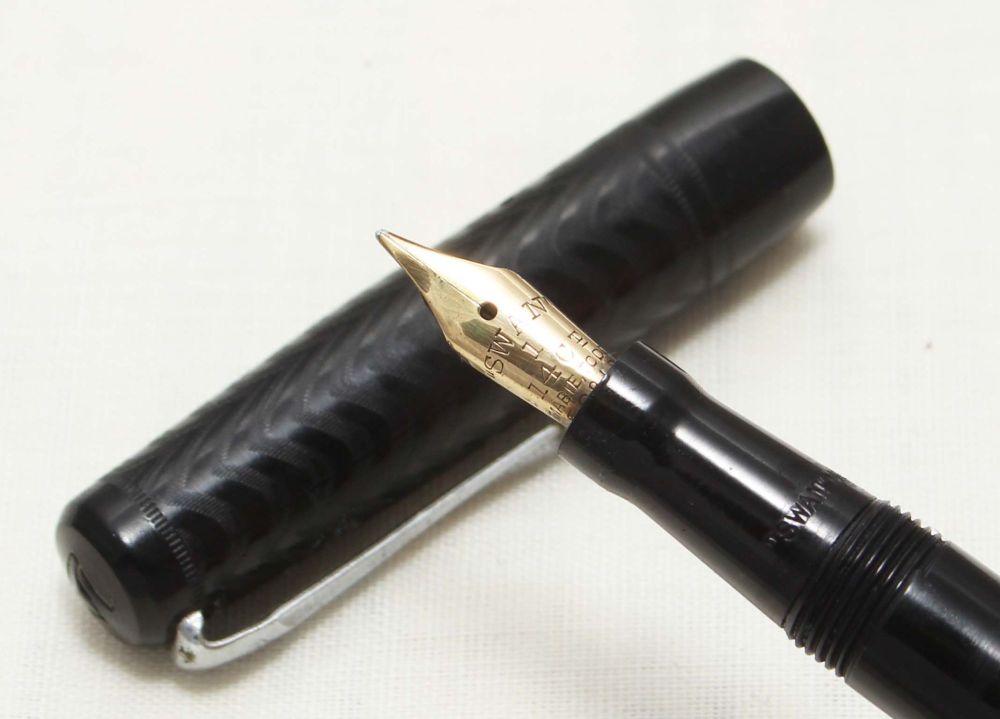 8687 Swan (Mabie Todd) Self Filling Fountain Pen in Black. Smooth Broad Sem