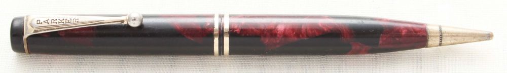 8751 Parker Duofold Propelling Pencil in Burgundy Marble with Gold filled t