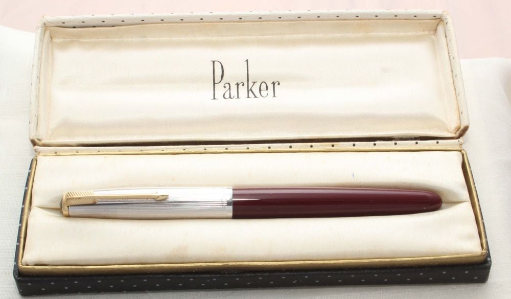 8775 Parker 51 Aerometric in Burgundy with a Rolled Silver Cap. Fabulous Br