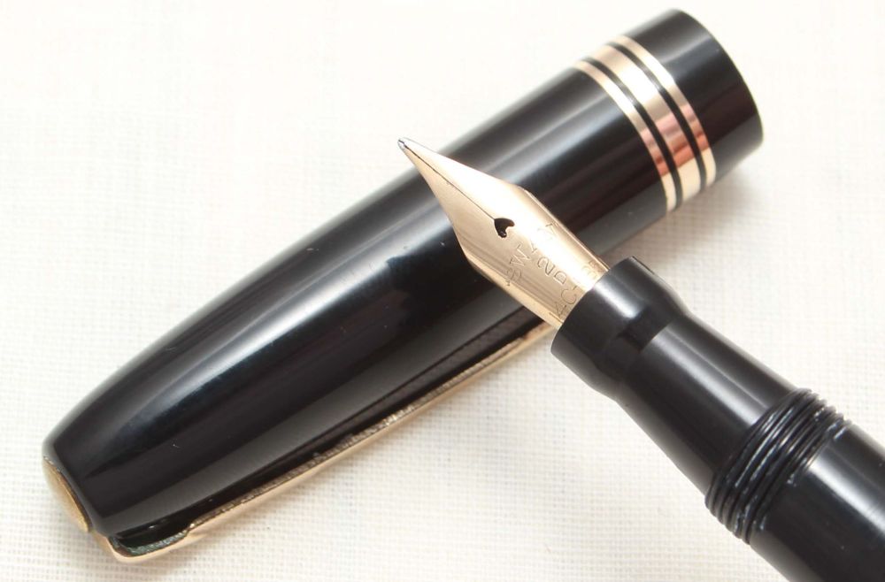 8840 Swan (Mabie Todd) Leverless Fountain Pen in Black. Fine Flex FIVE STAR
