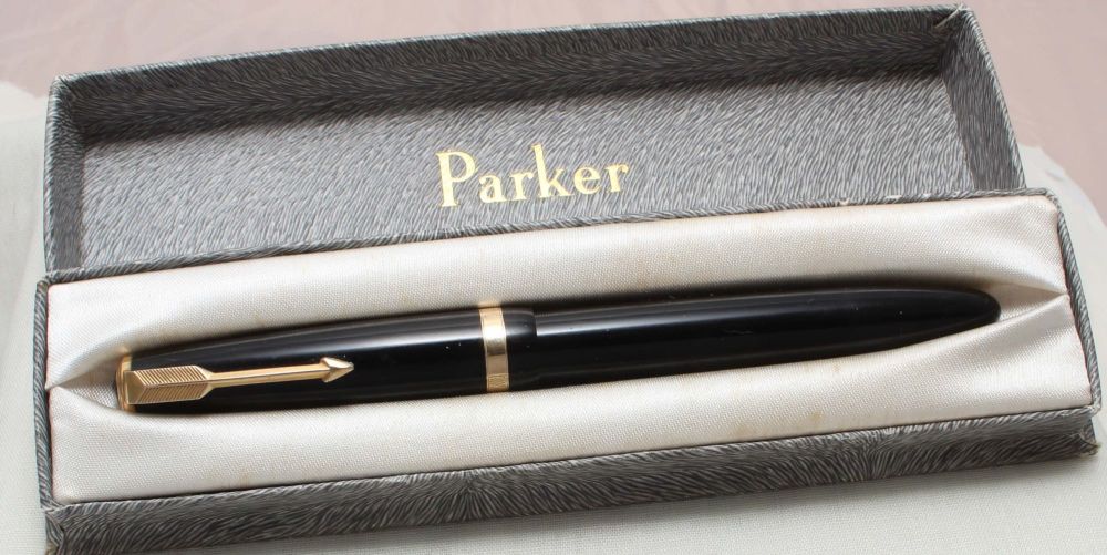 8830 Parker Duofold Maxima in Black, Large No.50 Fine Side of Medium FIVE S