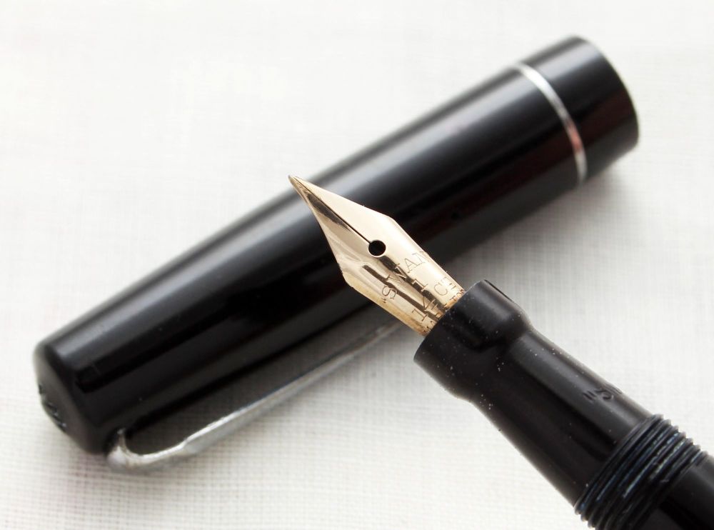 8845 Swan (Mabie Todd) Self Filling Fountain Pen in Black with Chrome fille
