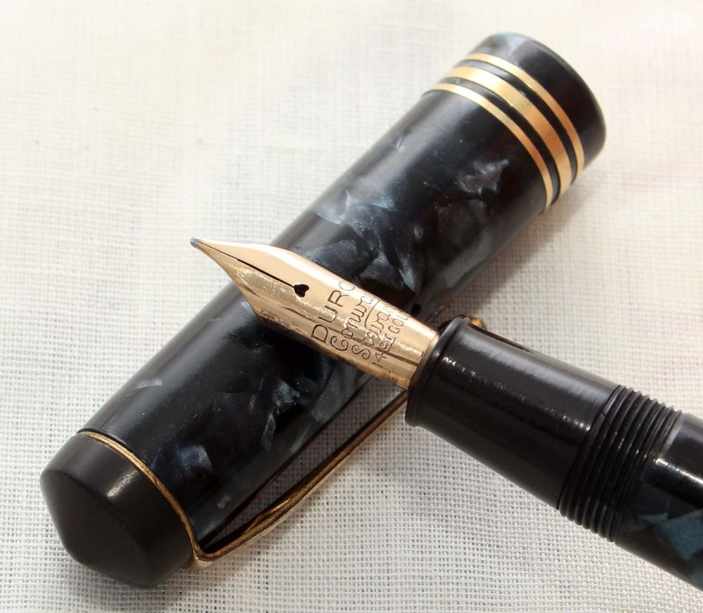 8853 Conway Stewart No.55 in Blue Marble. Medium Italic FIVE STAR Nib.