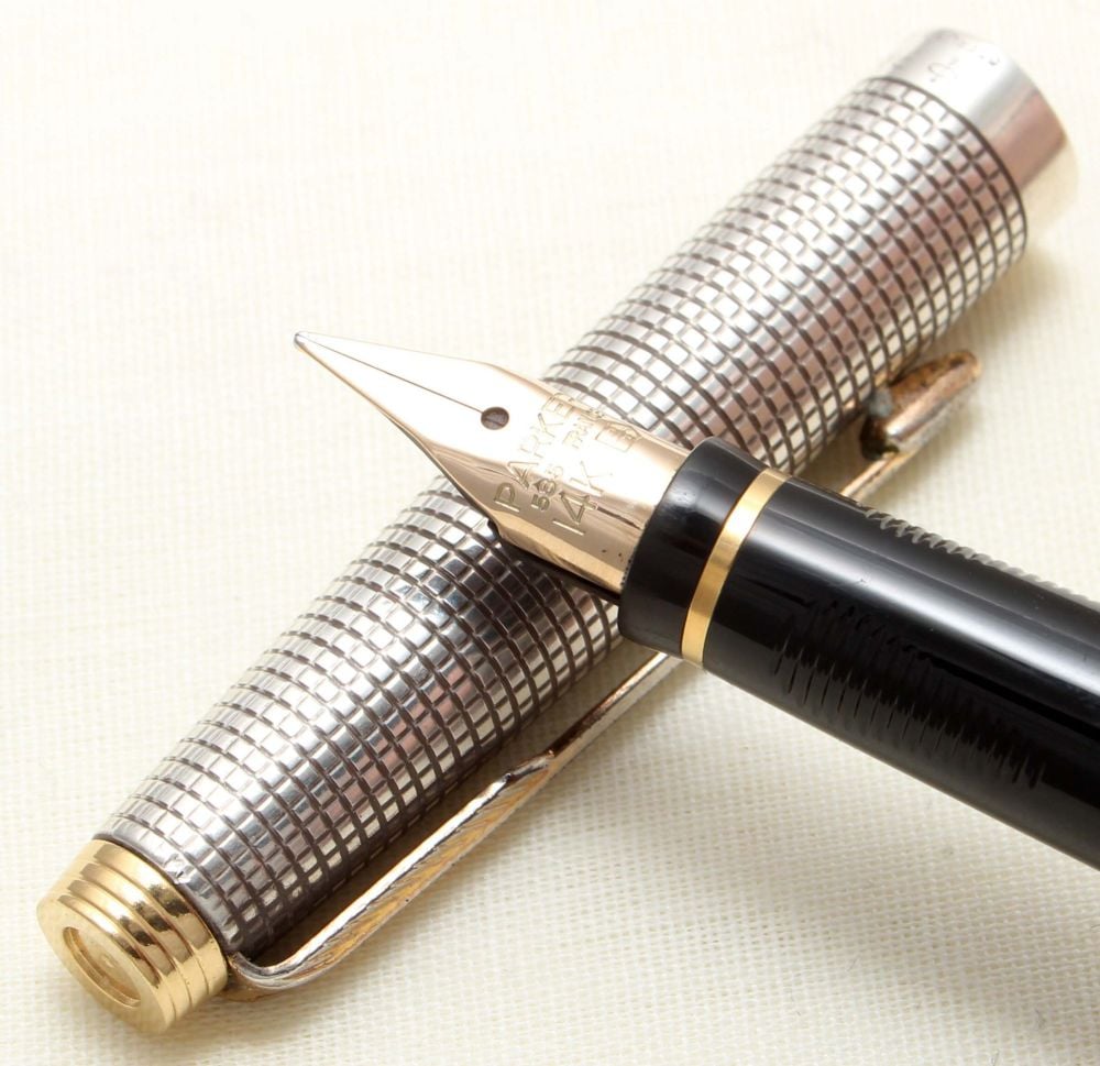 8882 Parker 75 in Sterling Silver Cisele, Smooth Extra Fine FIVE STAR Nib.
