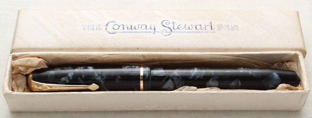 8901 Conway Stewart No.28 in Blue Marble. Fine FIVE STAR Nib. Boxed.