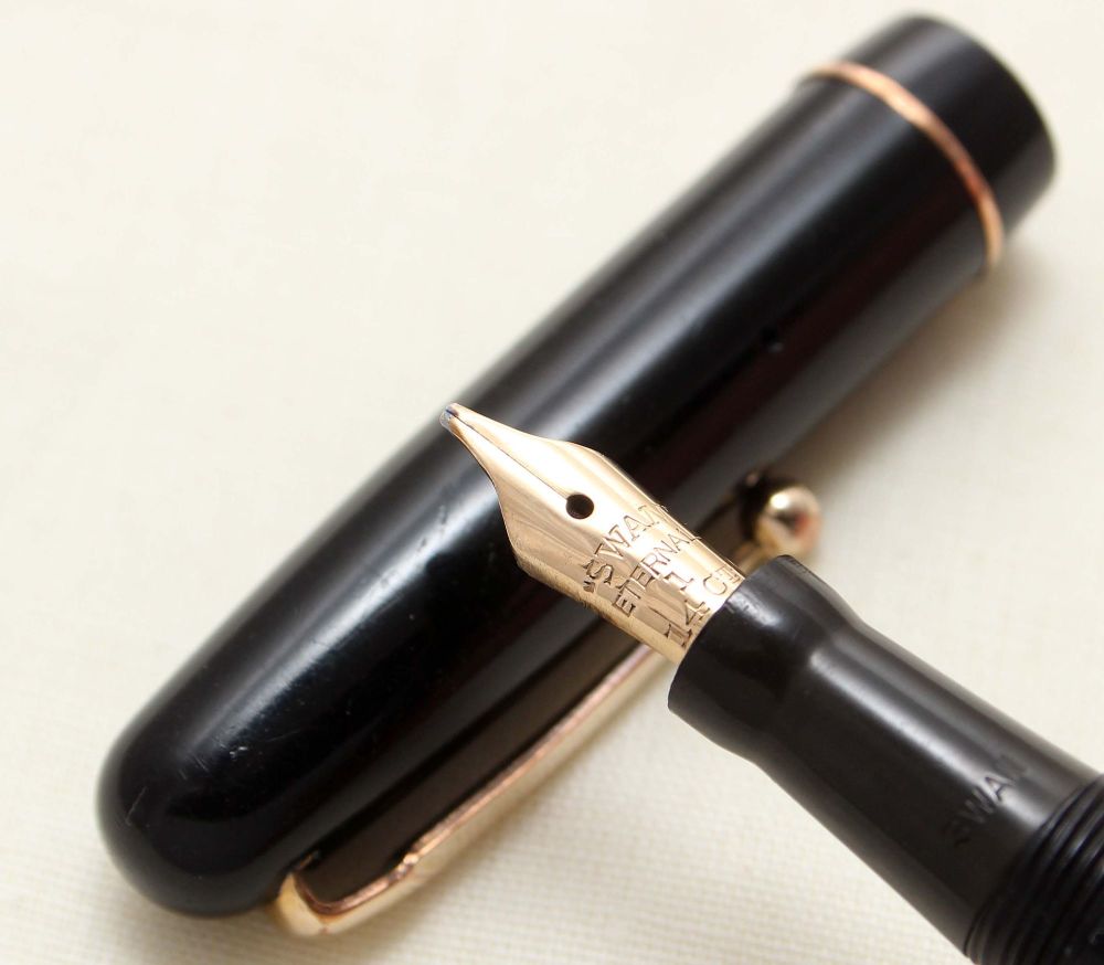 9177 Swan (Mabie Todd) Self Filler 3160 Fountain Pen in Black with Gold fil
