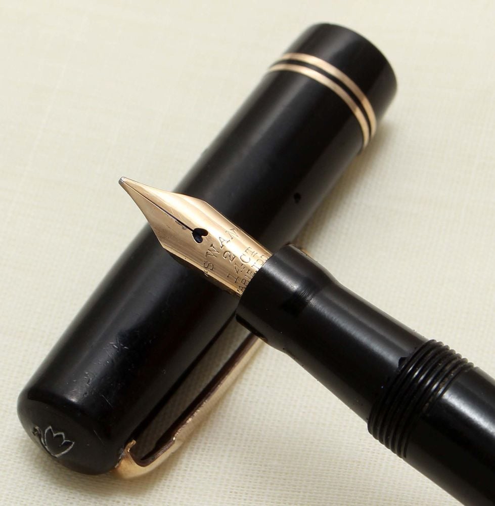 9209 Swan (Mabie Todd) Self Filling Fountain Pen in Black with Gold filled 
