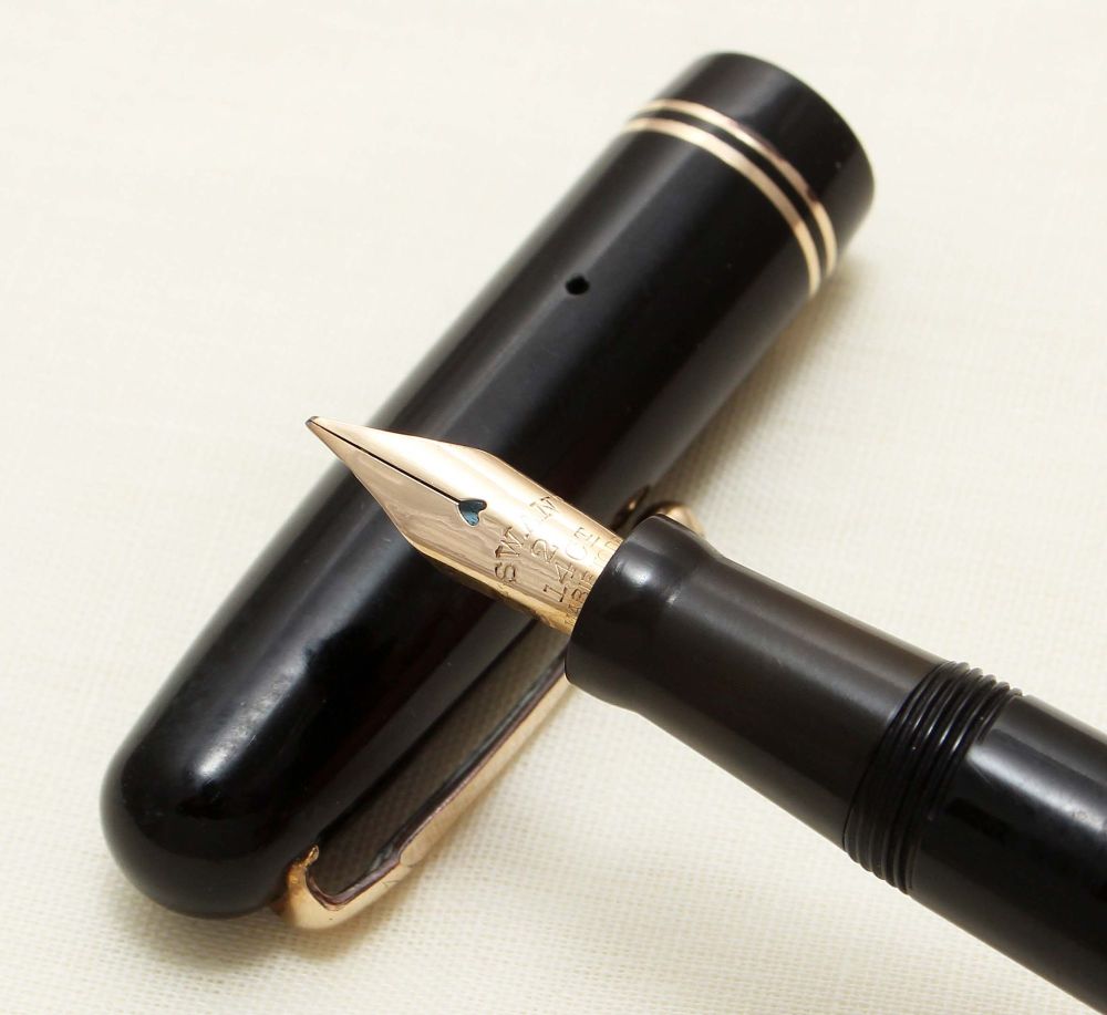 9225 Swan (Mabie Todd) Self Filler 3260 Fountain Pen in Black. Smooth Mediu