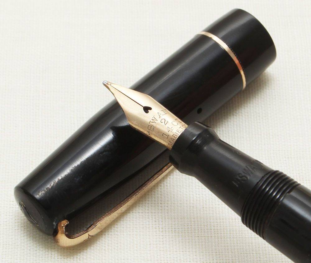 9278 Swan (Mabie Todd) Self Filling Fountain Pen in Black. Superb Medium It