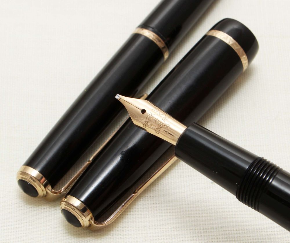 9153 Parker Duofold Slimfold Set in Classic Black, Smooth Medium Italic FIV