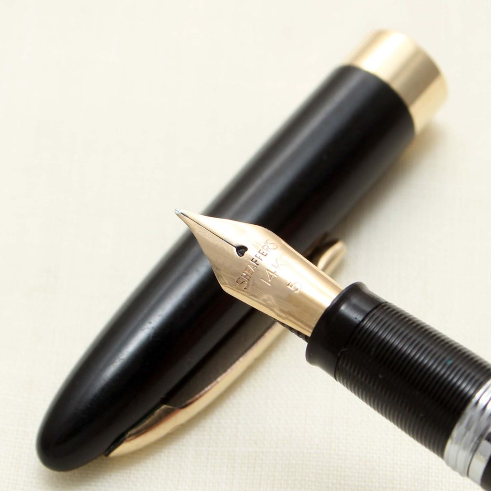 9341 Sheaffer Saratoga Snorkel Filling Fountain Pen in Black, c1952, Smooth