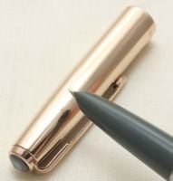 9363. Parker 51 Aerometric in Grey with a Rolled Gold Cap, Smooth Medium Nib.