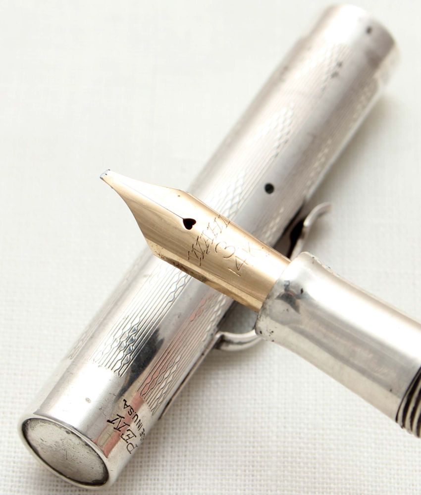 9524 Wahl Eversharp No.3 Fountain Pen in Sterling Silver. Fabulous Broad It