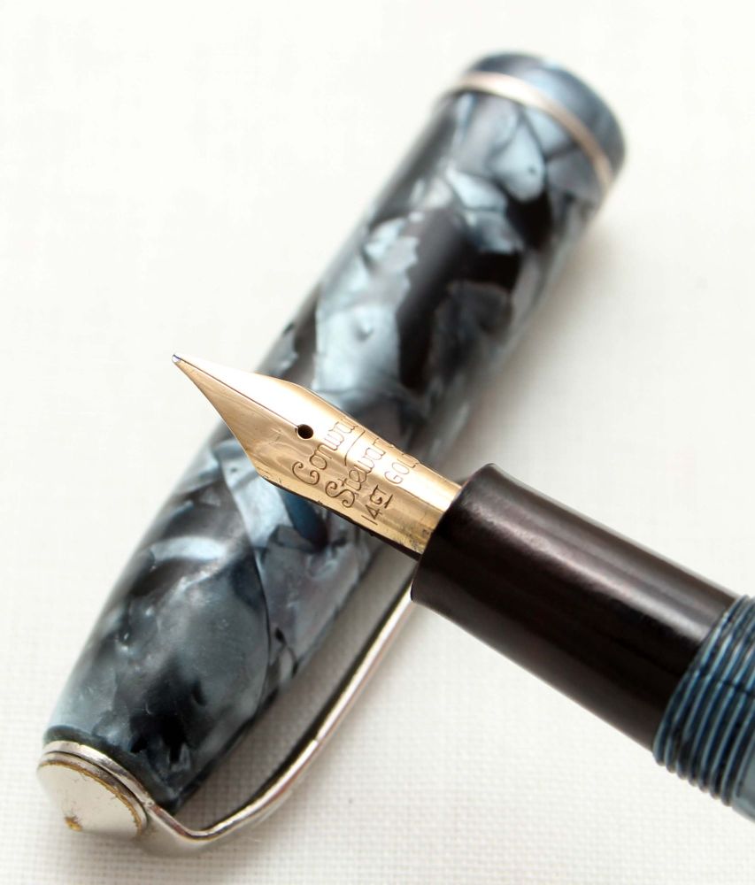 9576 Conway Stewart No.75 in Blue Marble, Fine FIVE STAR Nib.
