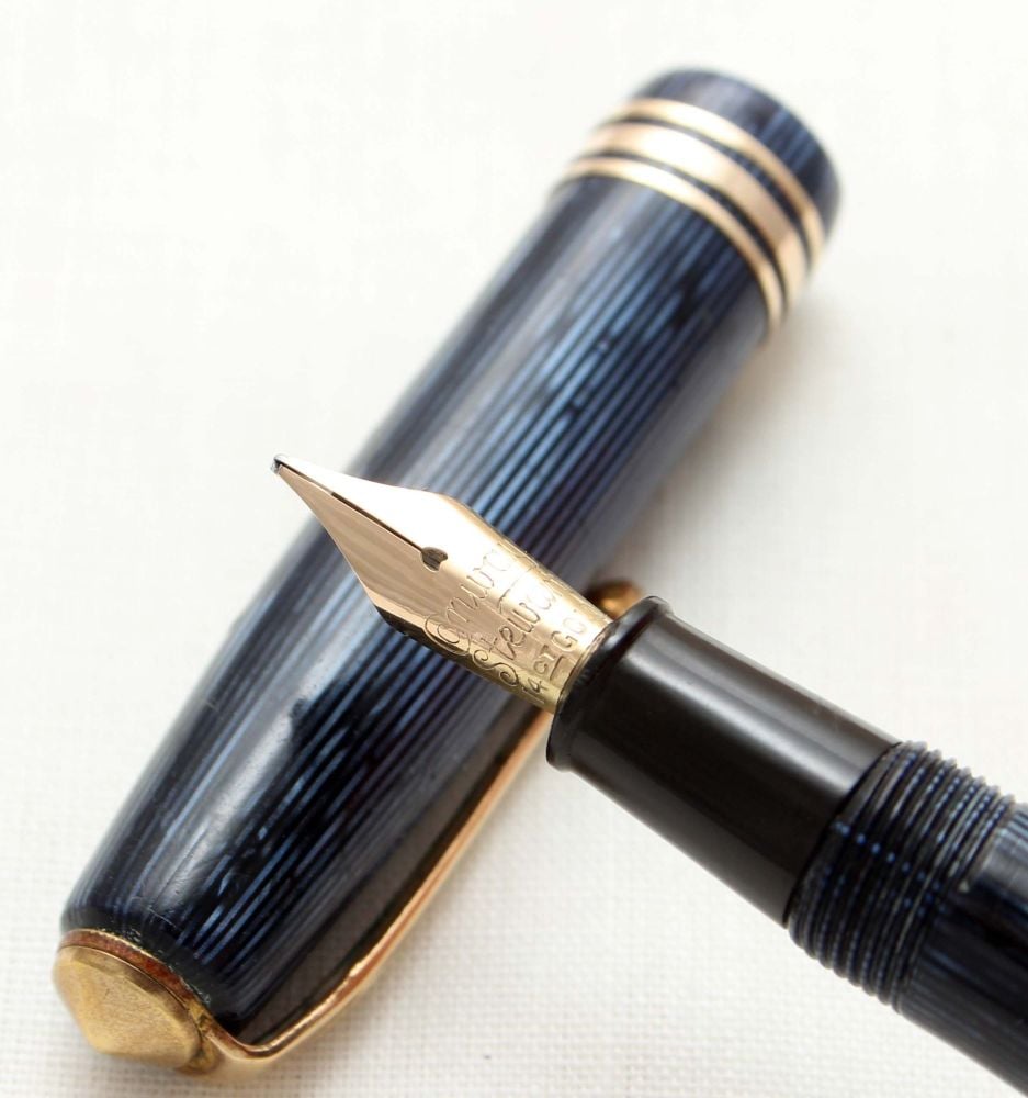 9577 Conway Stewart No.36 Fountain Pen in Lined Blue Marble, Superb Medium 