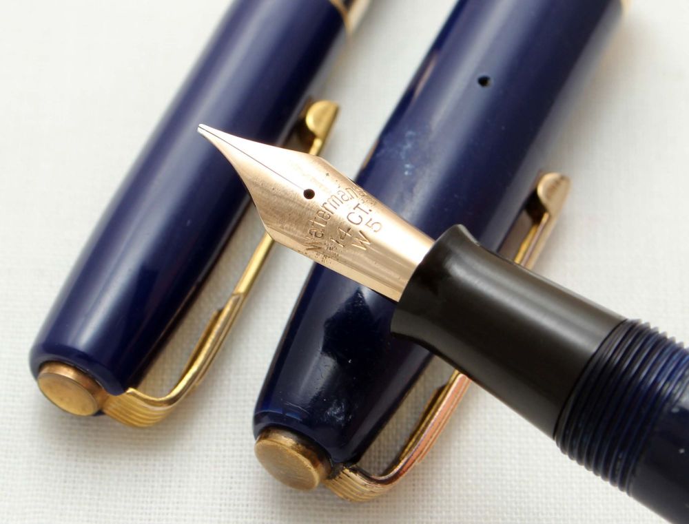 9594 Watermans 515 Fountain Pen and Pencil Set in Royal Blue, Medium Semi F