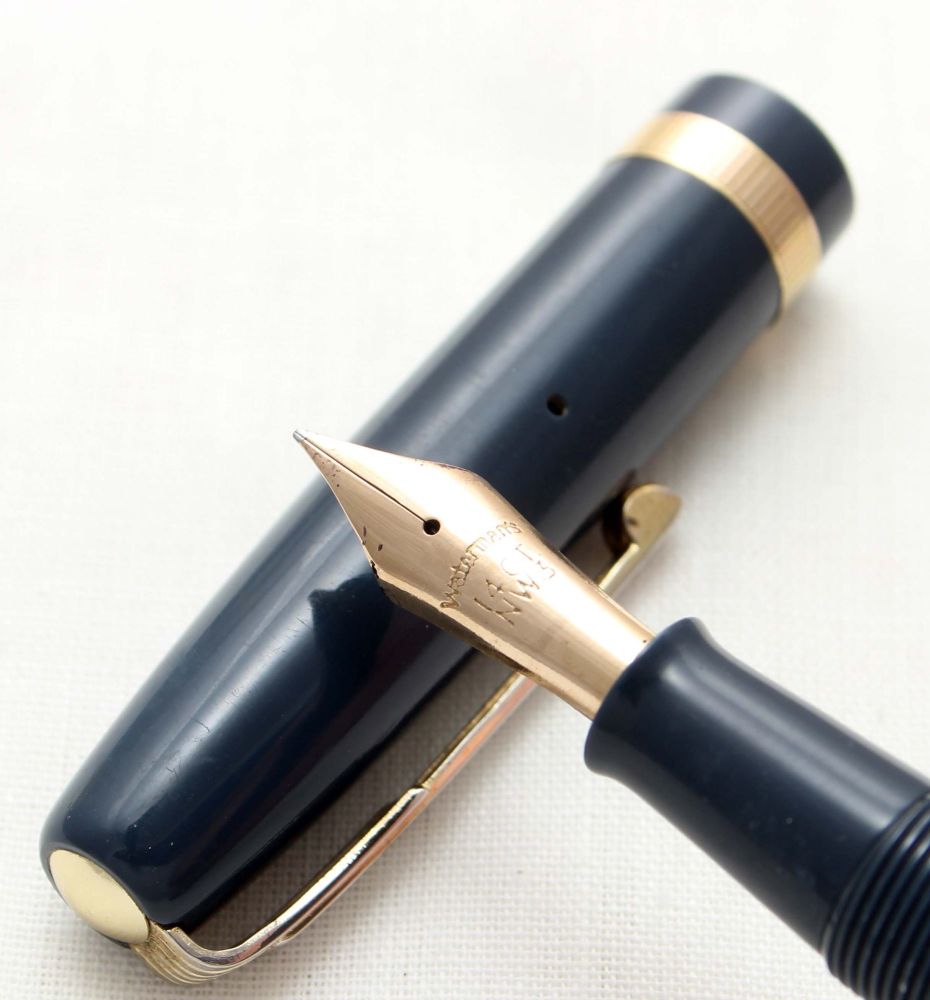 9601 Watermans W3 Fountain Pen in Blue with Gold filled trim, Smooth Fine F