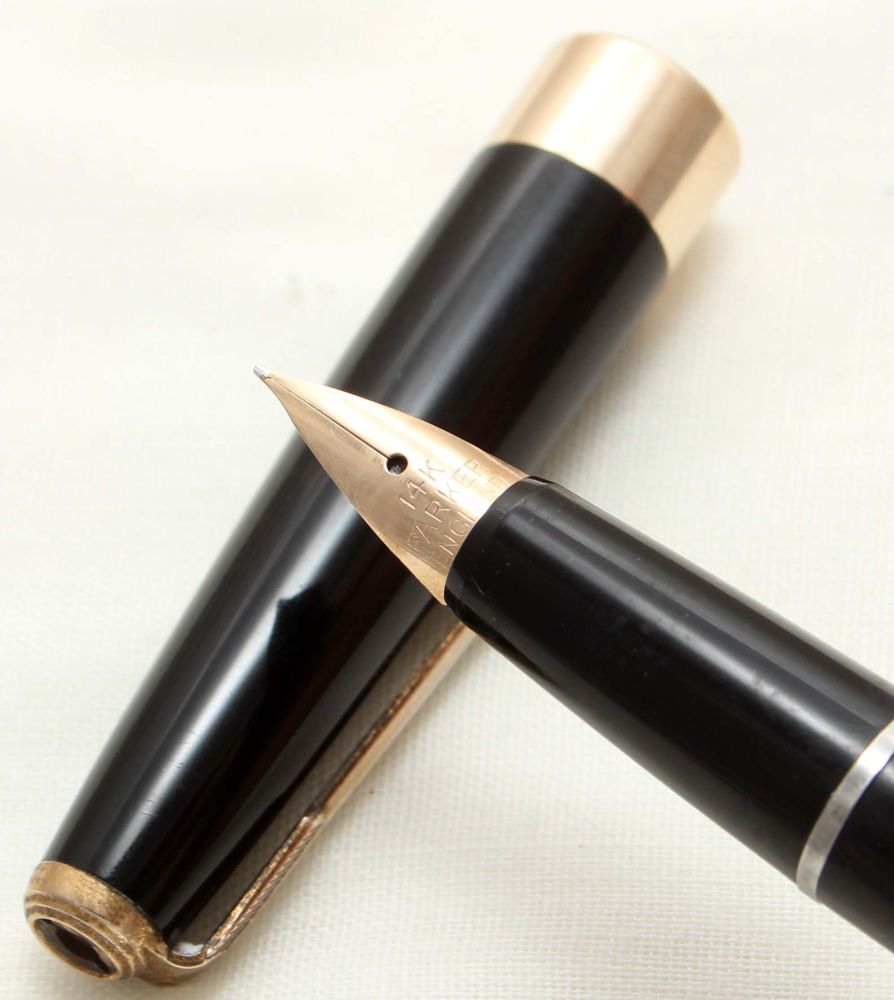 9685 Parker '17 Super' Duofold Fountain Pen in Black, c1965, Fine FIVE STAR