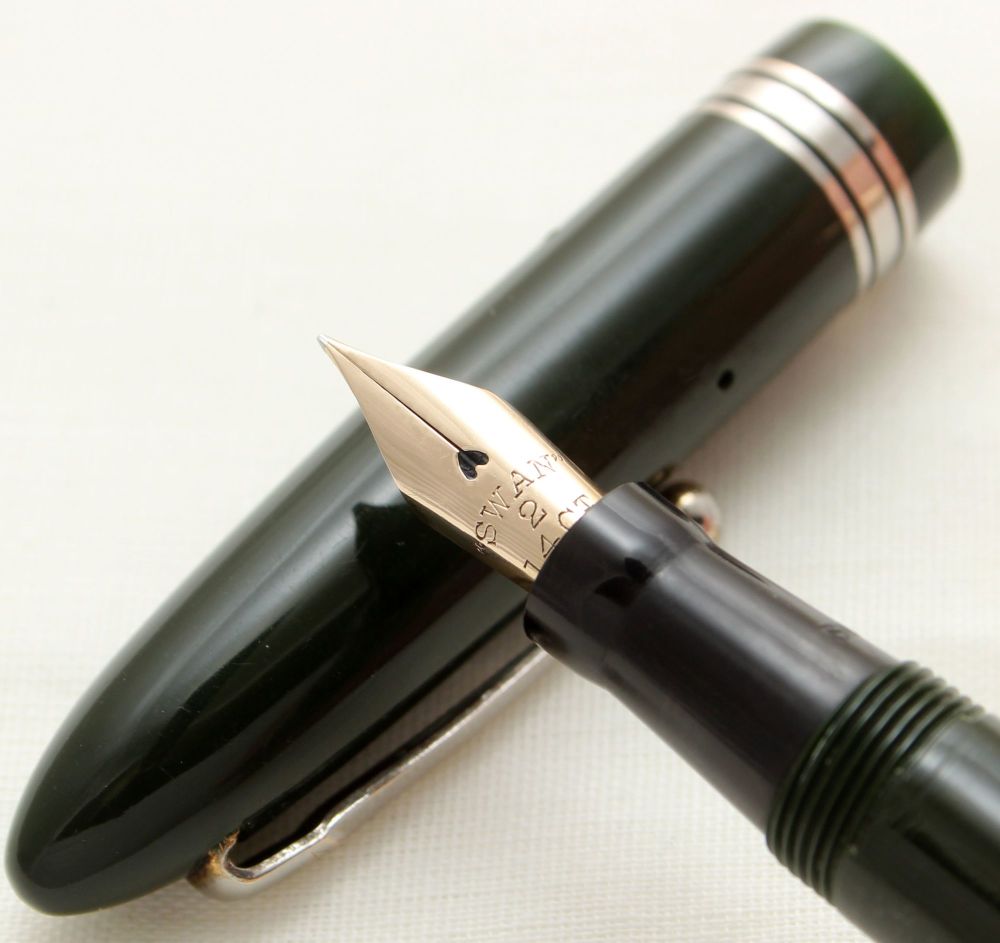 9722 - Swan (Mabie Todd) Leverless Fountain Pen in Dark Green, Fine FIVE ST
