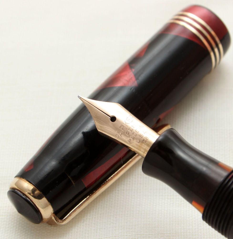 9731 Parker Deluxe Challenger Fountain Pen in Burgundy Marble, Medium FIVE 