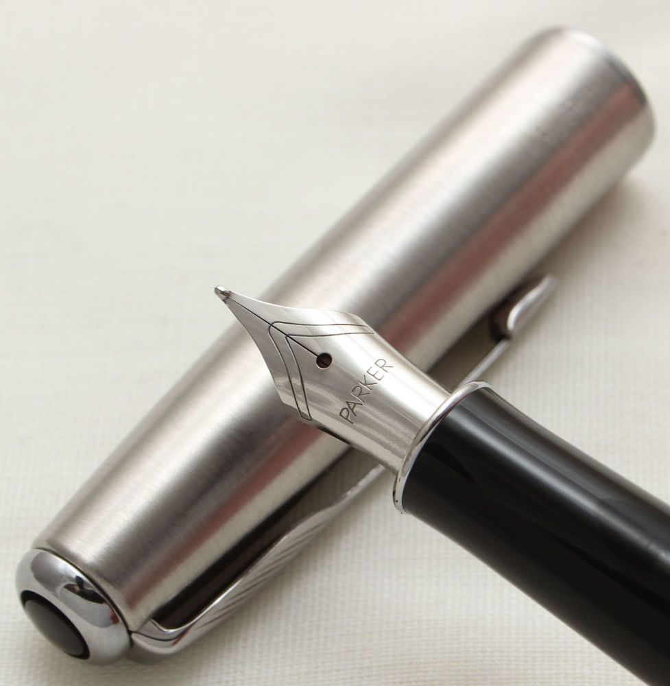 9752 Parker Sonnet Fountain Pen in Brushed Stainless Steel. Fine side of Me