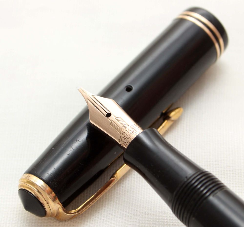 9774 Parker Vacumatic Slender Junior Fountain Pen in Black, Fine Italic FIV