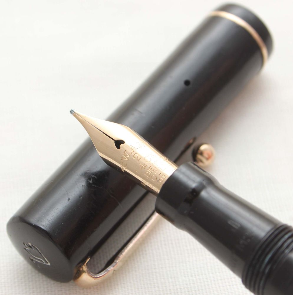 9841. Swan (Mabie Todd) Minor 2B Fountain Pen in Black Hard Rubber, Superb 