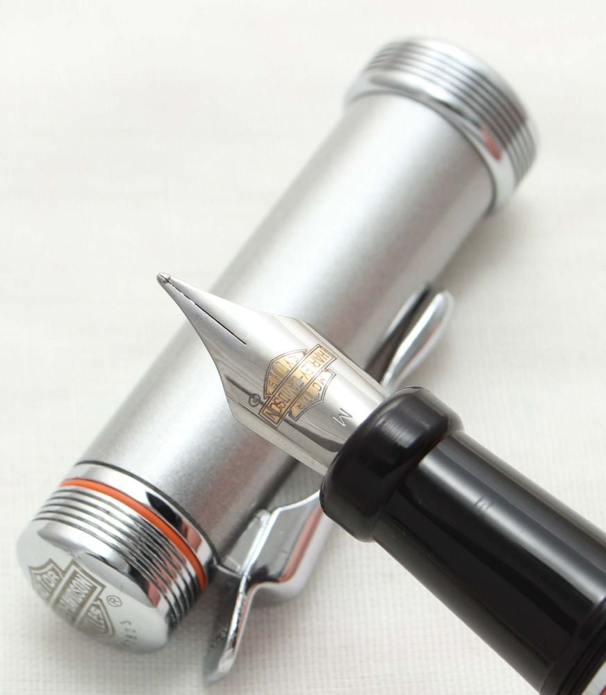 9930 Watermans Harley Davidson Fountain Pen in Brushed Stainless Steel. Smo