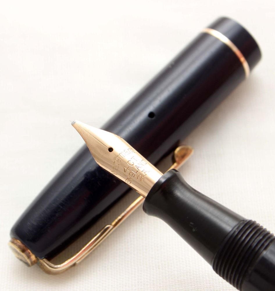 9964 Watermans 502 Fountain Pen in Classic Black,  Broad Italic FIVE STAR N