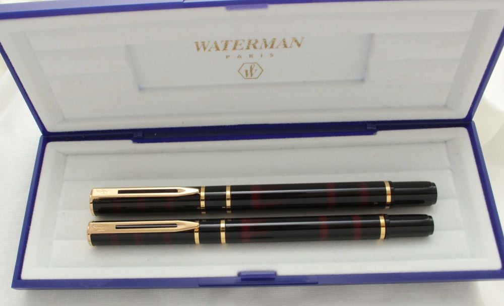 3042 Watermans Laureat Fountain Pen and Ball Pen set in Black and Burgundy,