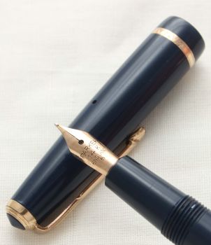 3091 Parker Duofold Slimfold in Blue, c1965. Smooth Fine FIVE STAR Nib.
