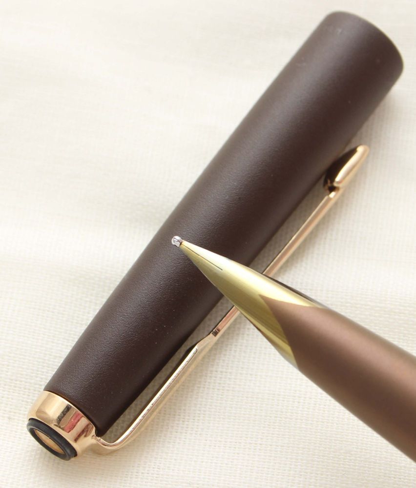 3102 Parker Falcon Fountain Pen, Finished in Matte Brown, Smooth Medium nib