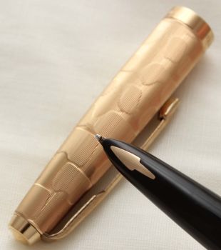 3111 Parker 61 Stratus, Rolled Gold Cap and Barrel, Special "Cloud Series" Edition from 1976, Medium FIVE STAR Nib.