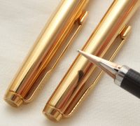 3115 Parker 180 Fountain Pen and matching Ball Pen in Gold Plate, Medium and Extra Fine Nib.