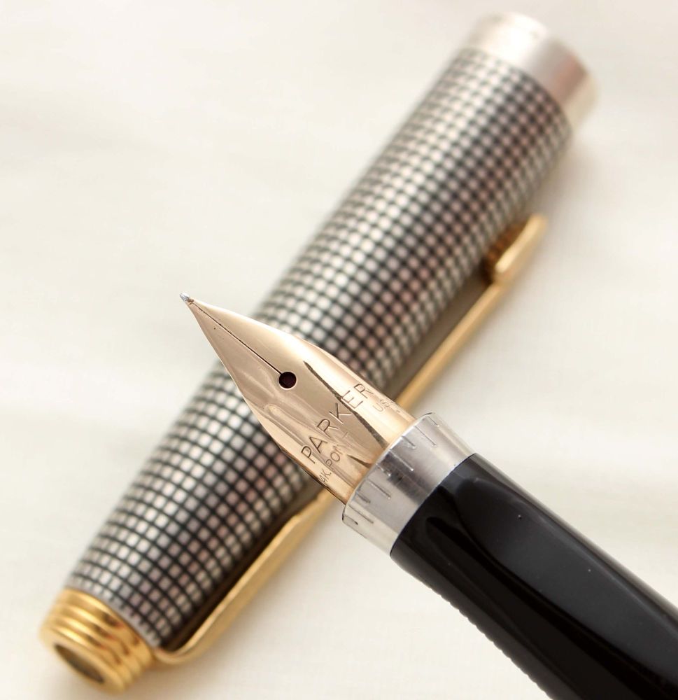 3121 Parker 75 in Sterling Silver Cisele, Smooth Extra Fine FIVE STAR Nib.