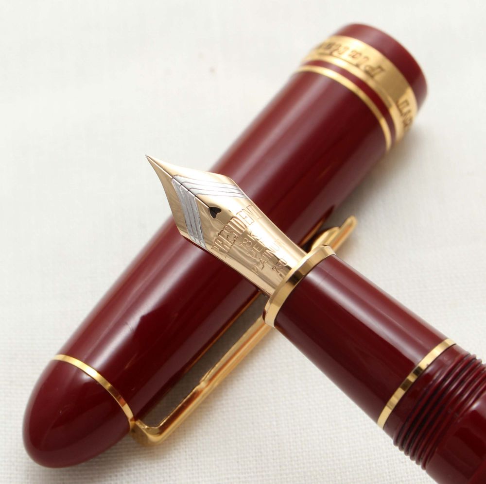 3169 Platinum President Fountain Pen in Red Lacquer.  Extra Fine FIVE STAR 