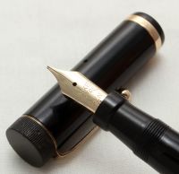 3185 Parker Duofold Senior Lucky Curve Fountain Pen in Black, c1928. Medium Italic FIVE STAR Nib.