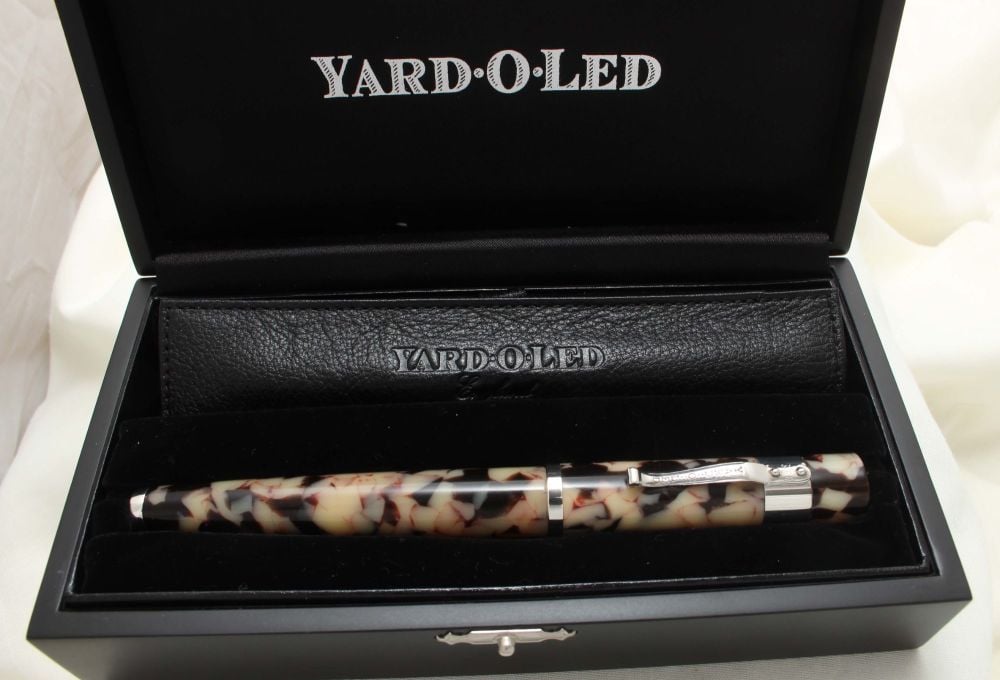 3203 Yard-O-Led Grand Astoria Fountain Pen in Sterling Silver and Cream Mar