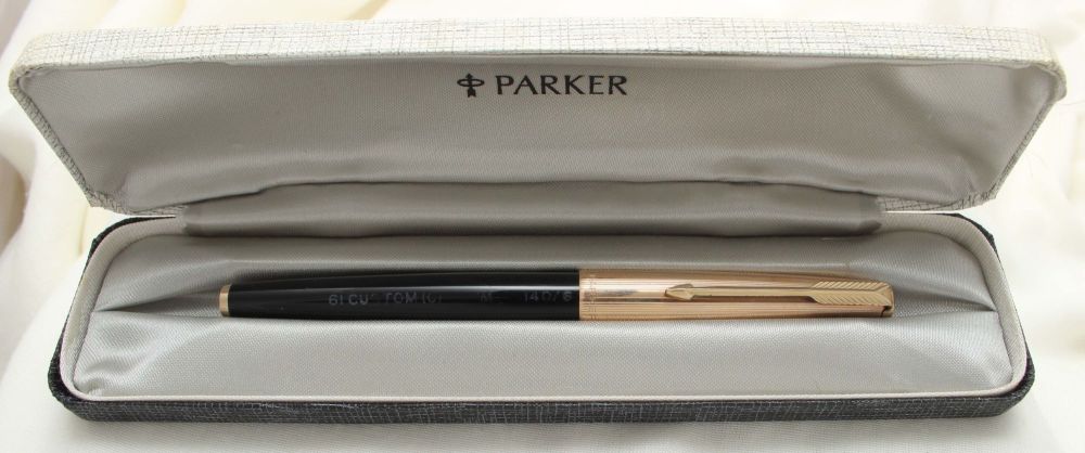 3209 Parker 61 Custom Fountain Pen in Classic Black with a Rolled Gold Cap.