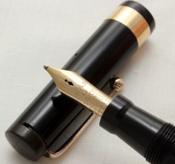 3219 - Swan (Mabie Todd) L470/60 Leverless Fountain Pen in Black. Medium Italic FIVE STAR Nib.