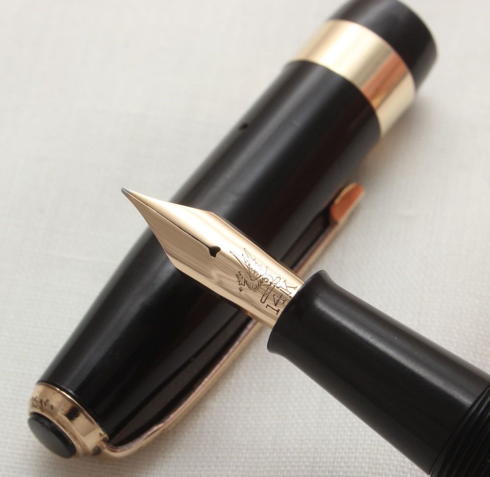 3221 Wyvern De Luxe Fountain pen in Classic Black with a Fine Semi Flex FIV