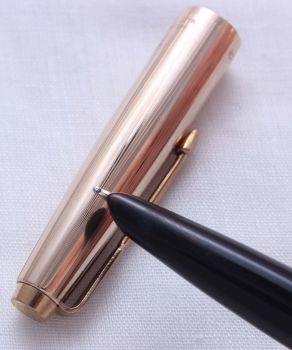 3285 Parker Duofold Lady Insignia in Rolled Gold, c1965. Smooth Medium FIVE STAR Nib.