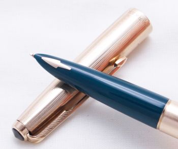 3306 Parker 61 Custom Insignia Fountain Pen in Rolled Gold. Broad side of Medium FIVE STAR Nib.