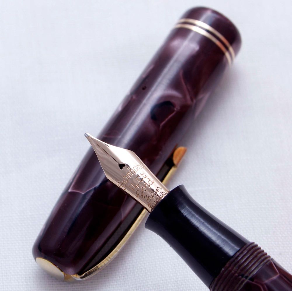 3318 Burnham No.55 in Lilac Marble. Fabulous Medium FIVE STAR Nib.