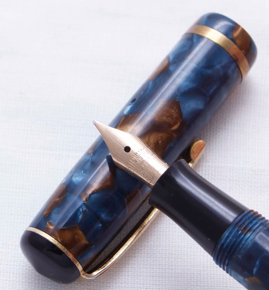 3342 Burnham No.51 in Blue and Bronze Marble. Fabulous Fine side of Medium 